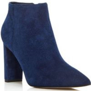 NWT Ivanka Trump Kalyn Navy Suede Flare Heel Boots